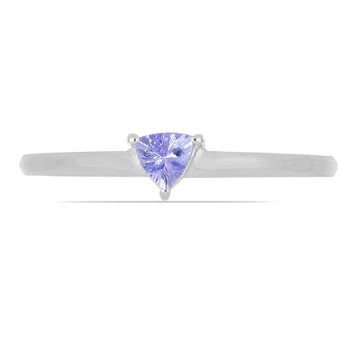 BUY STERLING SILVER NATURAL TANZANITE SINGLE STONE RING